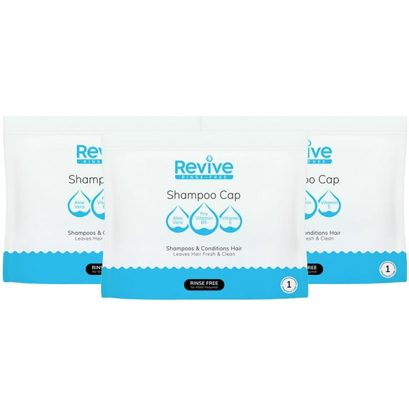 New Road Health Supply - Rinse Free Shampoo Cap, Shampoo and Condition Without Water, Shower Cap for Women and Men, PH Balanced and Hypoallergenic, for Post-Surgery, Bedridden and Elderly, 3-Pack