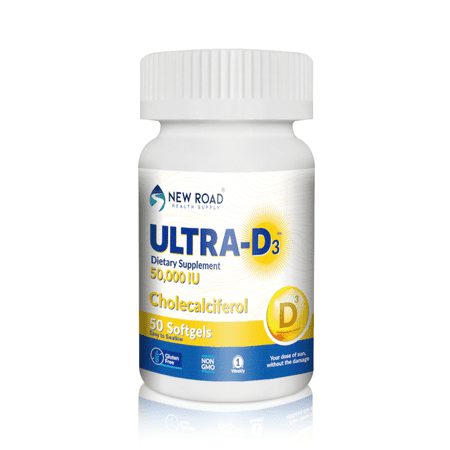 New Road Health Supply - Vitamin D3 50000 IU, Once Weekly Dose, Easy to Swallow Softgel, Gluten Free, 50 Count