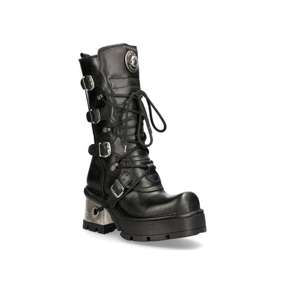 New Rock 373-S33 Ladies Black Gothic Mid Calf Boots 36