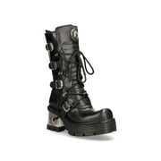 New Rock 373-S33 Ladies Black Gothic Mid Calf Boots 38