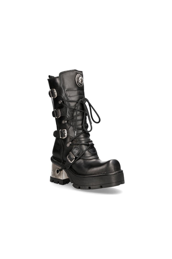 373-S33 Ladies Black Gothic Mid Calf Boots 40