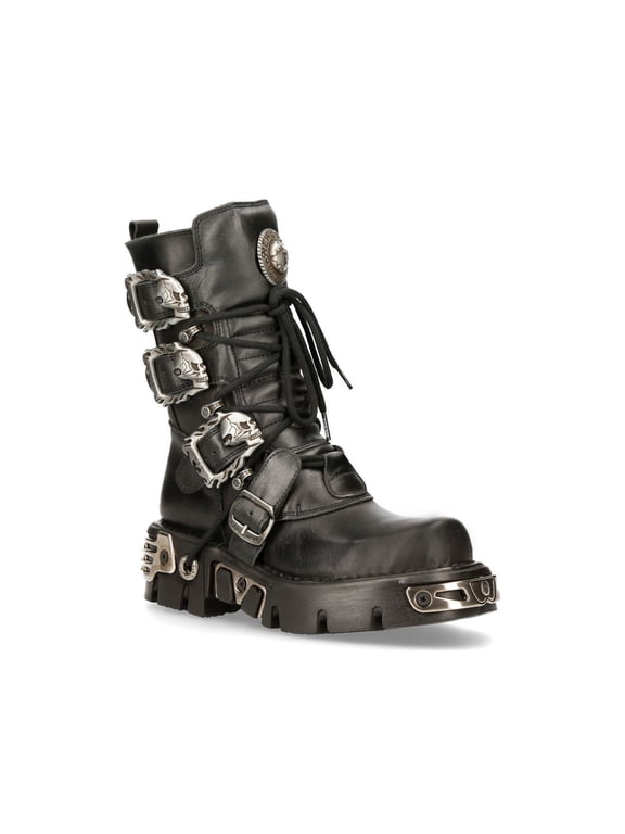 391-S1 Leather Gothic Mid Calf Boots 44