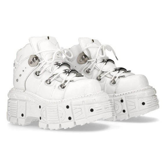 New Rock Boots M-TANK106-C1 Unisex White 100% Leather Goth Platform Punk 40
