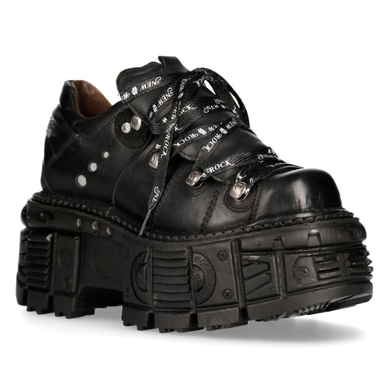 New Rock Boots M-TANK120N Unisex Black 100% Leather Goth Platform
