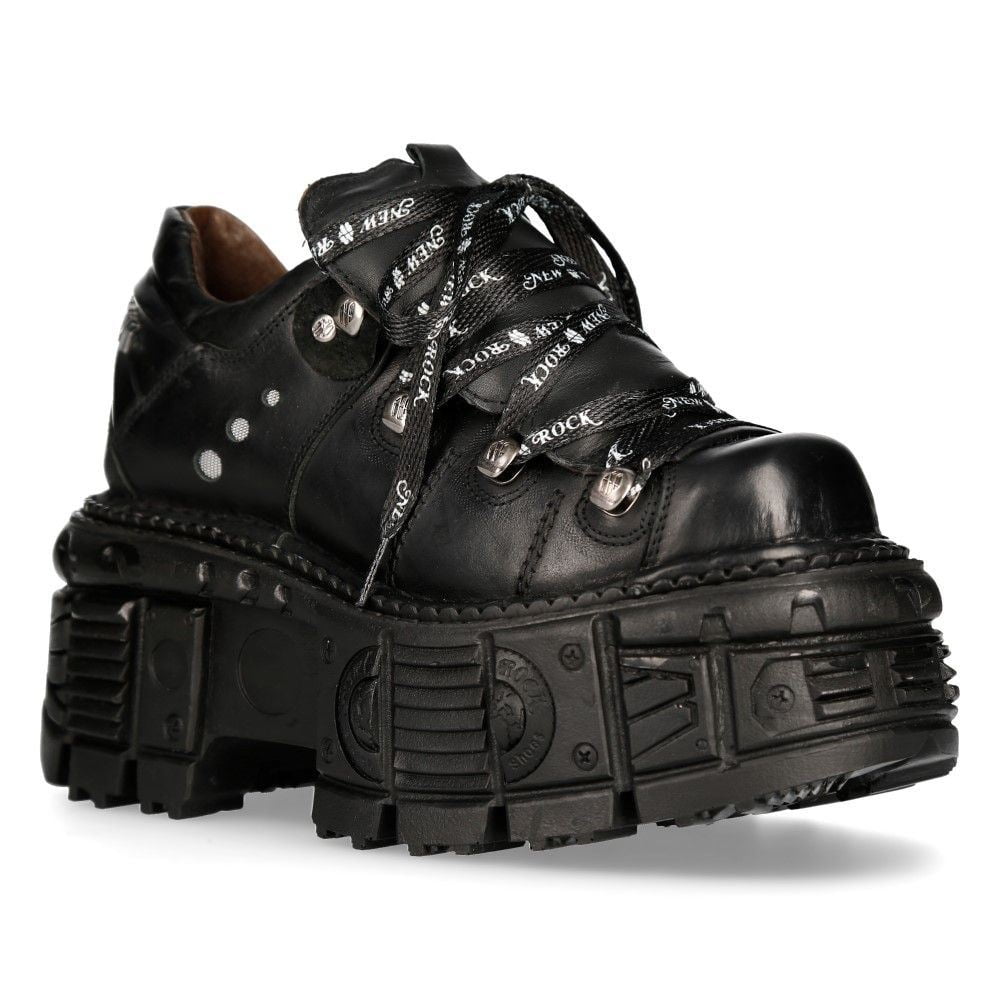 ne w rock New Rock Boots M-TANK120N Unisex Black 100% Leather Goth Platform