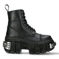 thumbnail image 1 of New Rock Boots WALL083C-S4 Unisex Metallic Black Leather Platform Gothic Boots 46, 1 of 6