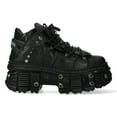 thumbnail image 1 of New Rock Boots WALL106-S25 Unisex Metallic Black Leather Platform Gothic Boots 40, 1 of 6