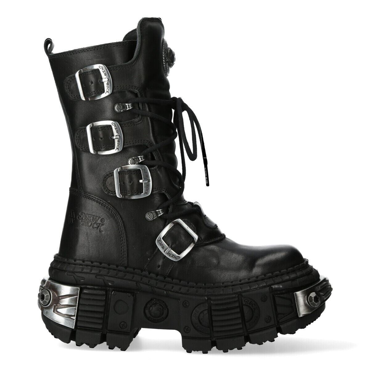 Amazon.com | New Rock Boots TANK373-S1 Black Leather Men's