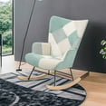 thumbnail image 1 of New Rocking Chair, Mid Century Fabric Rocker Chair with Wood Legs and Patchwork Linen for Livingroom Bedroom, 1 of 12