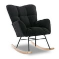 thumbnail image 1 of New Rocking Chair Teddy Upholstered Glider Rocker Rocking Accent Chair with High Backrest Armchair Comfy Side Chair for Living Room, Bedroom, Offices (Black), 1 of 8