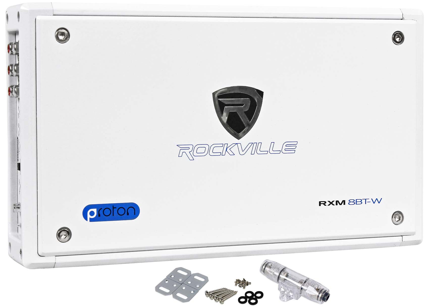 Rockville RXM8BTW 1500W Peak 750W RMS 8-Channel Marine Class D Amplifier with Bluetooth, Aluminum Casing