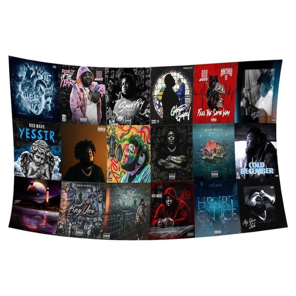 New Rod Wave collage Tapestry Flag 3x5ft Flag Funny Banner Polyester Durable Hanging Flag for College Dorm Cave Wall Decor Brass Grommet