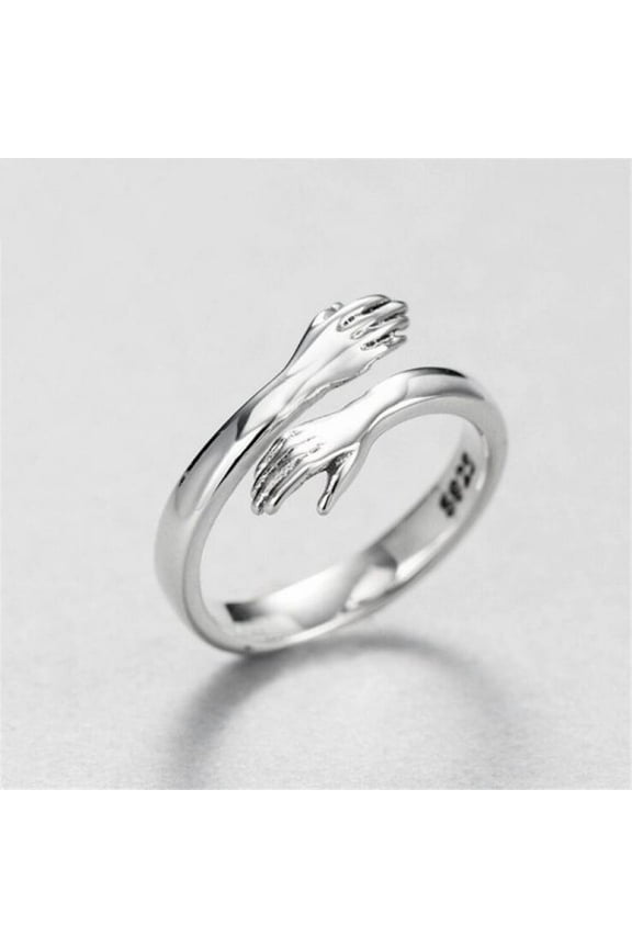 New Romantic Love Hug Carved Hand Rings Creative Love Forever Opening Finger Adjustable Hand Ring For Women Men Fashion Jewelry