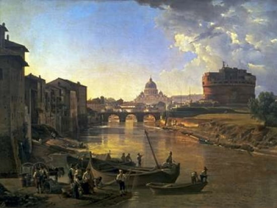 New Rome Castel SantAngelo 1823 Canvas Art - Silvester F Shchedrin (18 x 24)