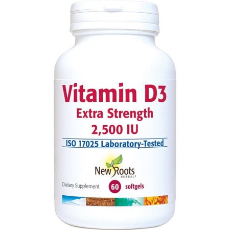 New Roots Herbal Vitamin D3 2,500 IU (62.5 mcg) | Healthy Muscle Function | Immune Support | Non-GMO & Gluten-Free (60 Softgels)