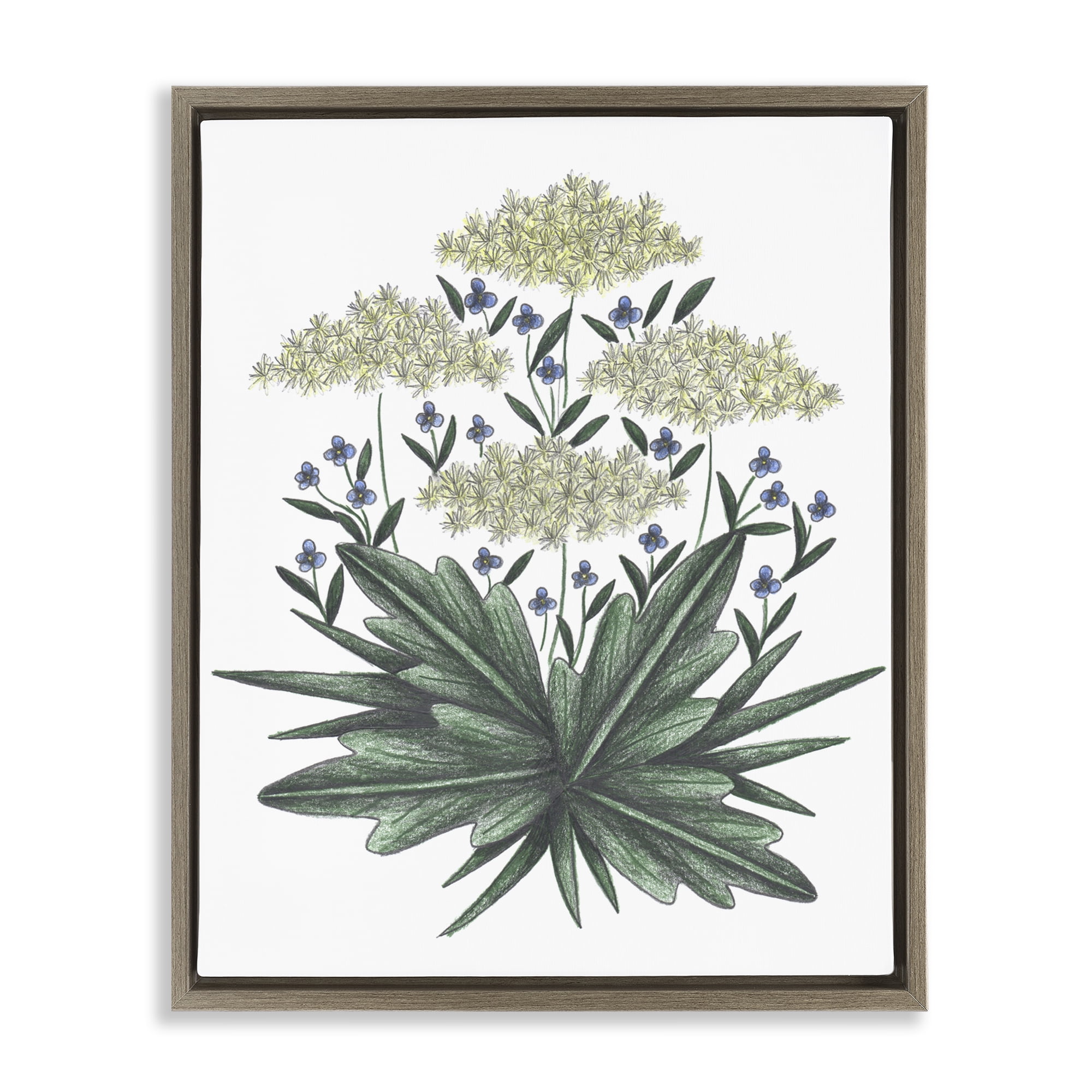 New Roots Vintage Sketch Brown Framed Floater Canvas Wall Art, design by Cecilia Battaini