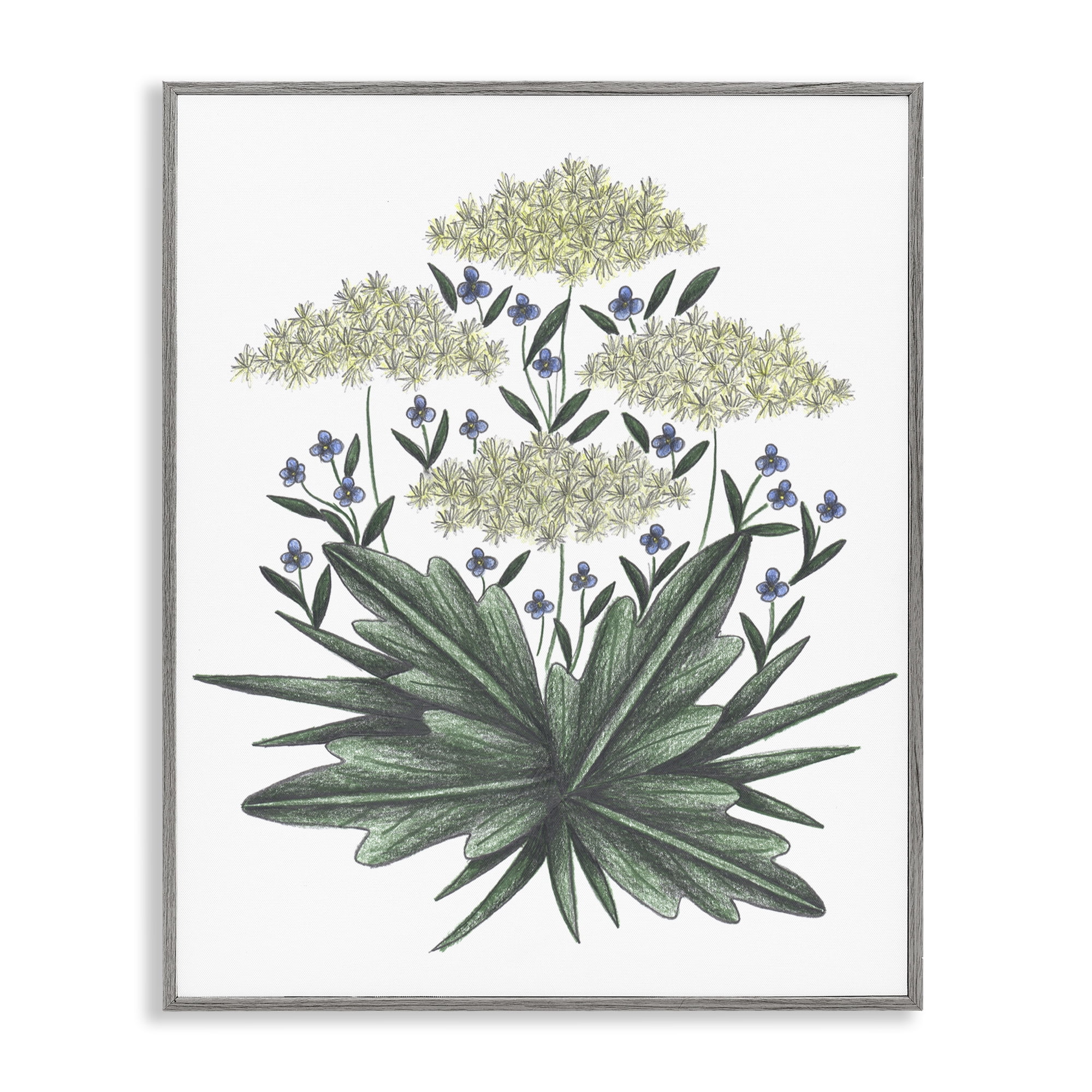New Roots Vintage Sketch Gray Framed Giclee Art, design by Cecilia Battaini