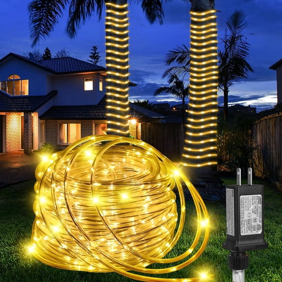 (New) Rope Lights, 100FT 300 LED Connectable Rope Lights, Waterproof Tube Lights with 8 Modes for Indoor Outdoor, Deck, Pool, Landscape, Background, Trees, Bridges, Eaves Decoration (Warmwhite)