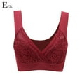 thumbnail image 1 of New Rosy Lift Bra Plus Size Comfort Extra Elastic Wireless Support Lace Bra, J2S5, 1 of 9
