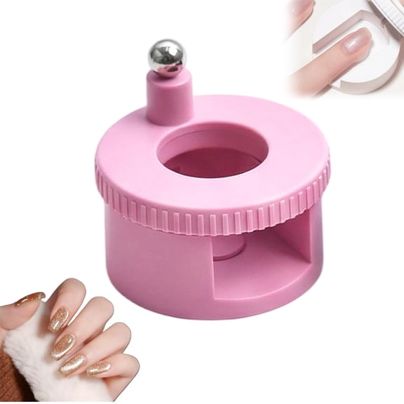 New Rotating Cat Eye Magnet For Nails,2026 Rotating Nail Circle Magnet Tool with Ball,Automatic Glass Bead Suction Of Cat Eye Nail,Excellent Light Absorption,Beginner Friendly Nails Tool (Pink)