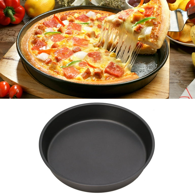 New Round Deep Dish Pizza Pan Non-Stick Pie Tray Baking Kitchen Tool Steel, Black