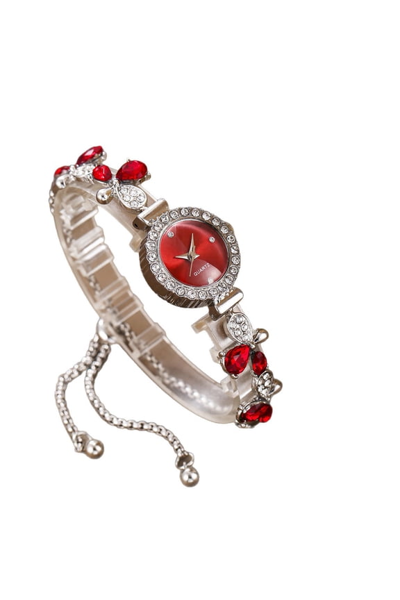 New Round Diamond Water Drop Alloy Bracelet Watch Compact Women's Quartz Watch