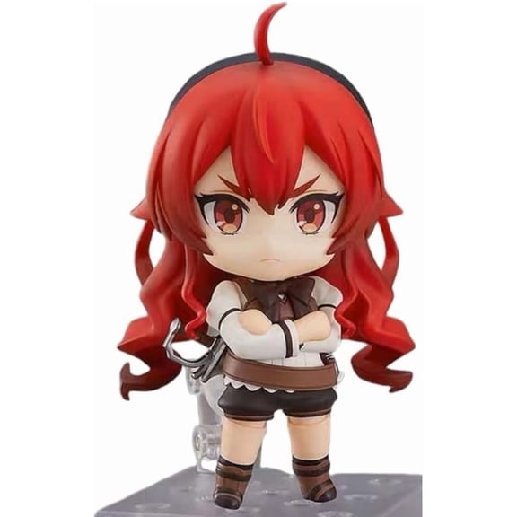New Roxy Migurdia Figure, Eris Boreas Greyrat Figure, q Version Movable Figurine 10cm/3.9inch Handmade PVC Character Model Statue Collectible Craft Gift (red)