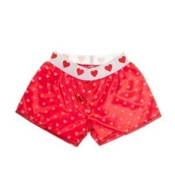 Plush Gear Satin Heart Boxer Shorts for 14"18" Plush Bears Valentine Outfit for Stuffed Animals