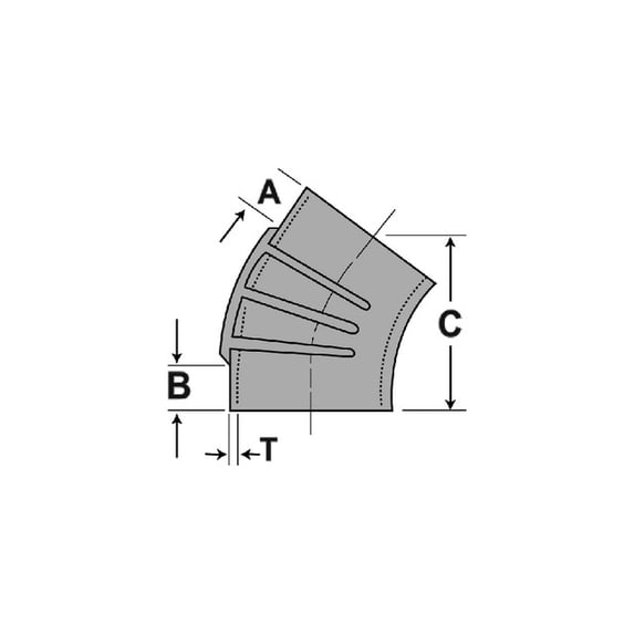 Shields Elbow Size: 4", Option: 45 Degree