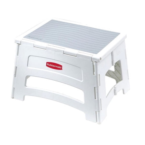 New Rubbermaid RM-PL1W Single-Step Plastic Folding Stool, 300 Lb Capacity,Each