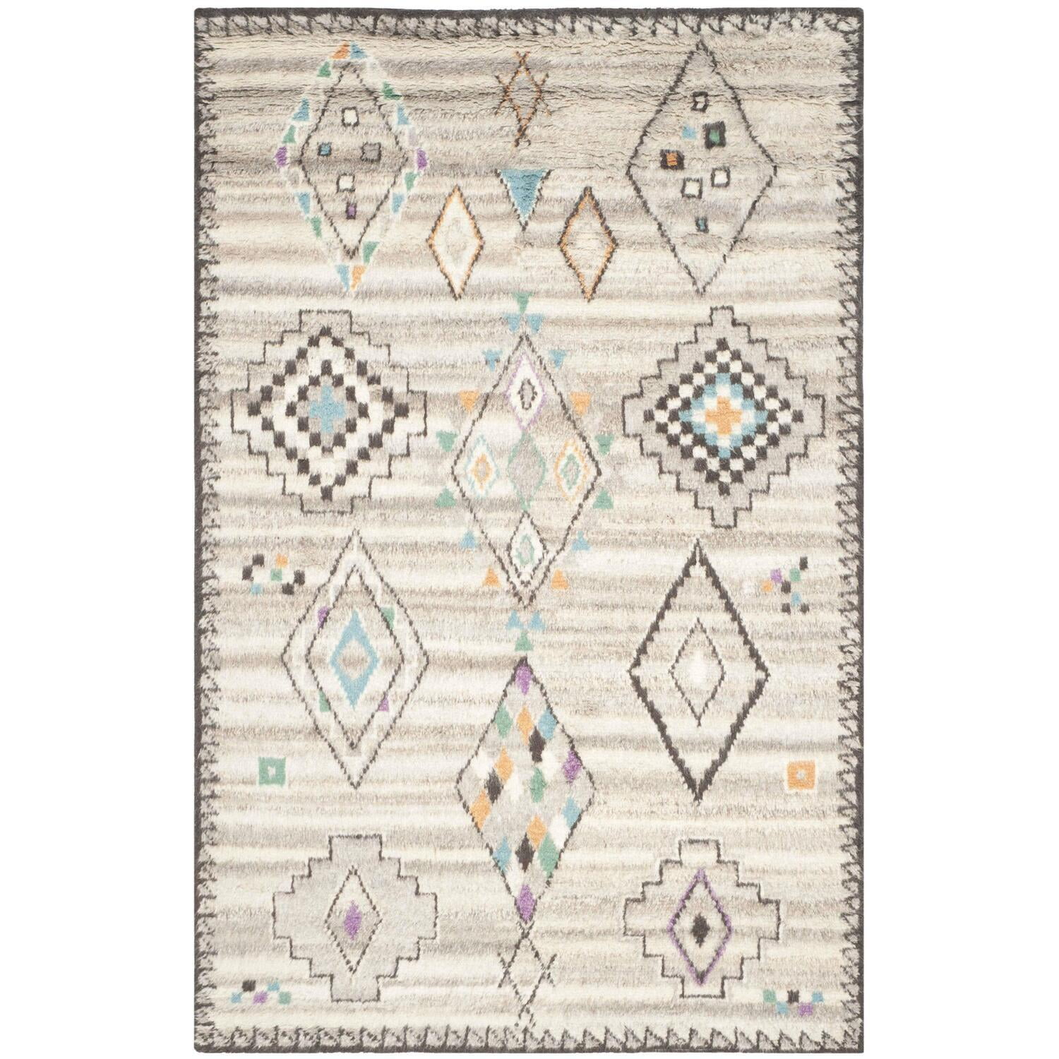 Ivory Elegance Hand-Knotted Wool Rectangular Rug - 6' x 9'