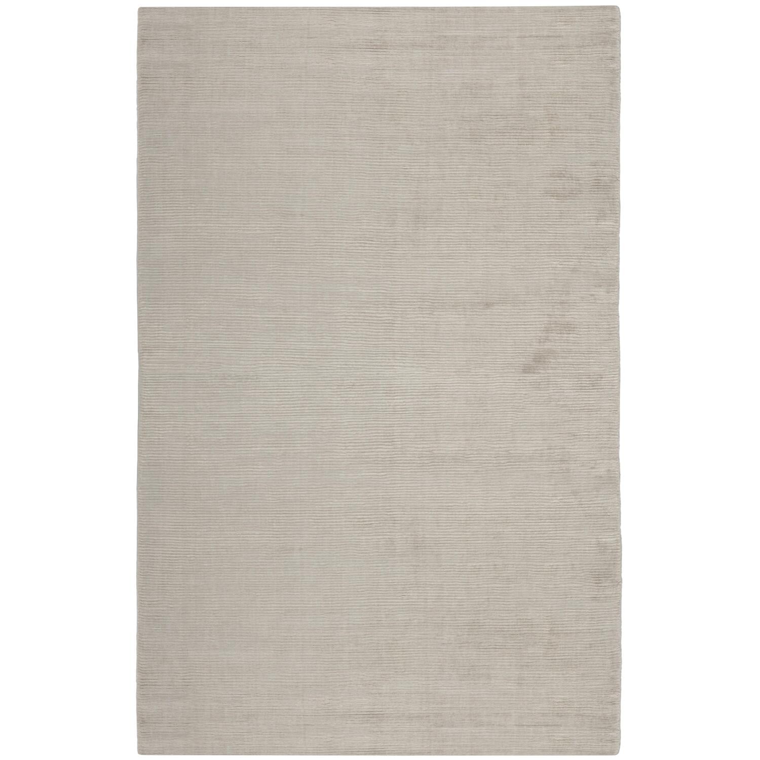 Light Silver Hand-Knotted Wool and Viscose Area Rug