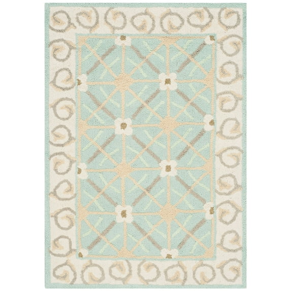 New Rug Collections NPT443D-8-Color:Aquamarine/Beige,Design:Contemporary,Shape:Accent,Size:2' x 3'