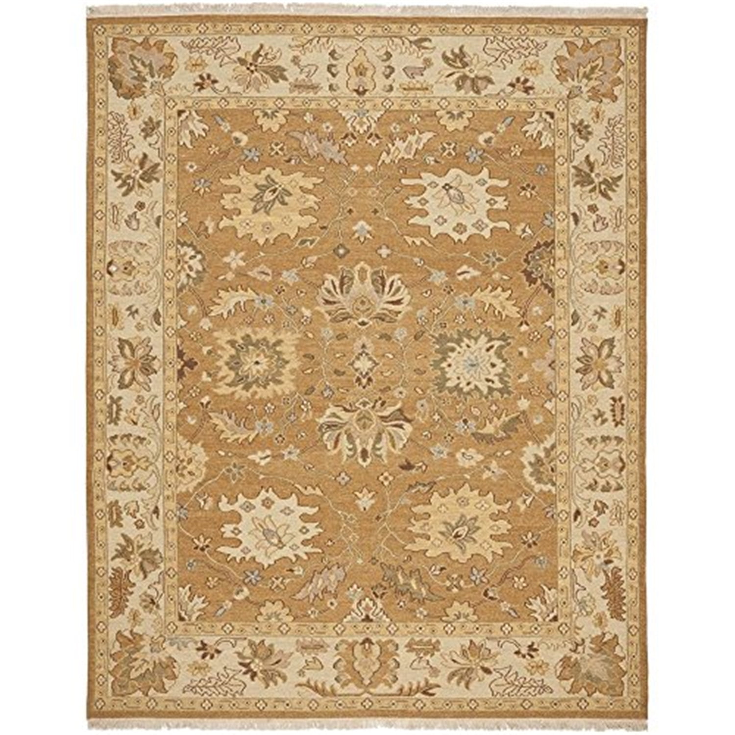 Sumak Copper and Beige 4' x 6' Wool Flat Woven Rug