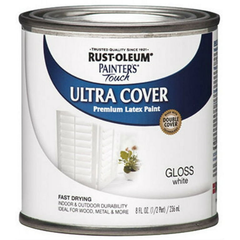 Rust-Oleum 1992-730 Painters Touch Gloss Latex Paint, 1/2 Pt, White
