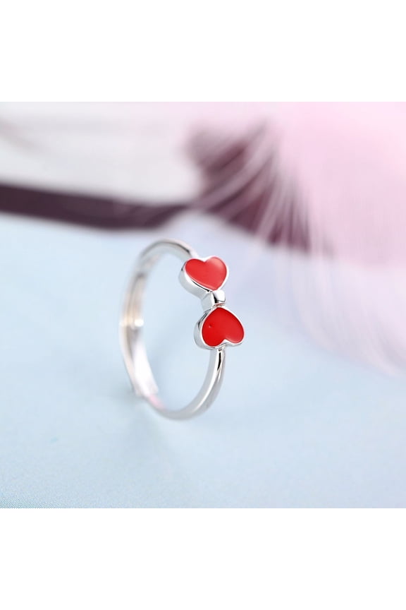 New S925 sterling silver Japan and South Korea love Epoxy bow live mouth code ring