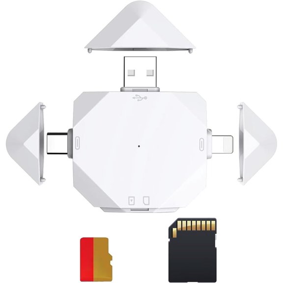 New SD Card Reader for iPhone/ipad/Android/Mac/Computer/Camera,5 in1 Micro SD Card Reader Trail Camera Viewer, Portable Memory Card Reader SD Card Adapter for SD and TF Cards