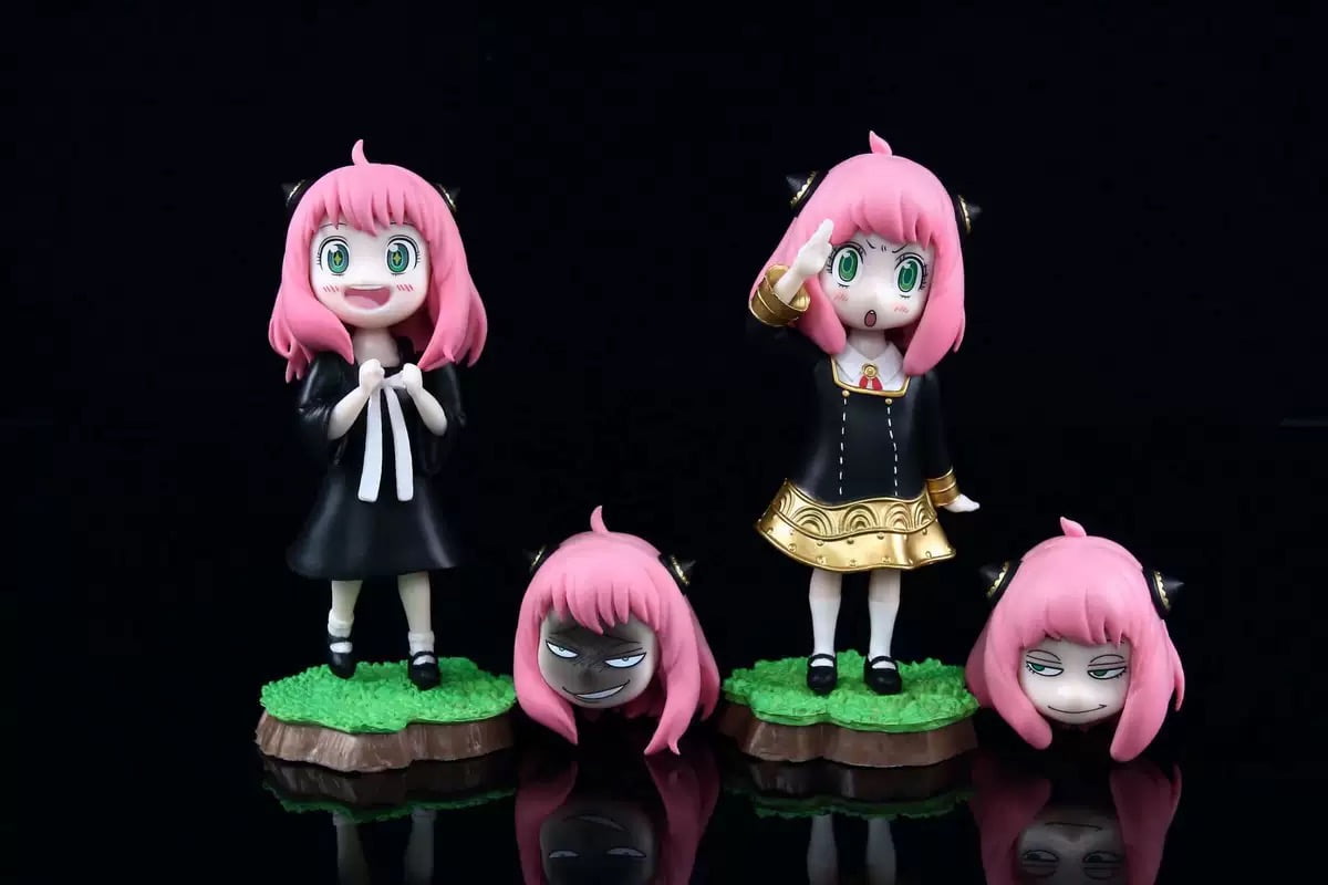 New SPY Family 2pc Figures, Anya, Band with Replacement Head Figure Statue 12cm/4.7inch Anime Figures Model Game Character Statue Collections Decorations Gift