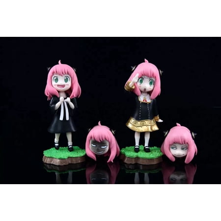 New SPY Family 2pc Figures, Anya, Band with Replacement Head Figure Statue 12cm/4.7inch Anime Figures Model Game Character Statue Collections Decorations Gift