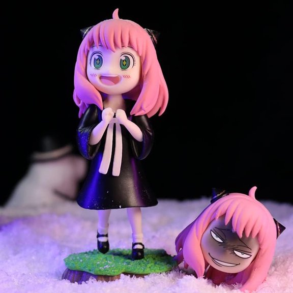 New SPY Family Figures, Anya, Band with Replacement Head Figure Statue 12cm/4.7inch Anime Figures Model Game Character Statue Collections Decorations Gift (Excited Anya)