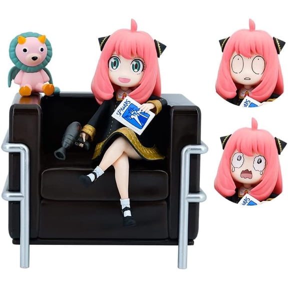 New SPYxFamily Statue, 16cm/6.3inch Anya Forger Ornaments Crying Face Sitting Anya PVC Cartoon Anime Collection Ornament