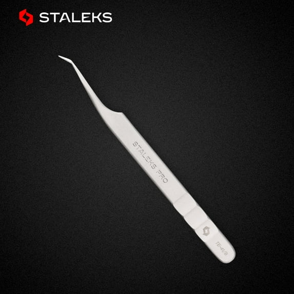 New STALEKS High-precision Stainless Steel TE Seriers Curved Straight Tweezers Grafting Eyelashes Extension Beauty Tool (New TE-41-8)