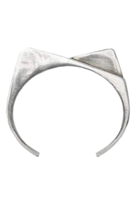 New Saint Laurent 2 Pentes Two-Slope Oxidized Silver Bracelet 582575