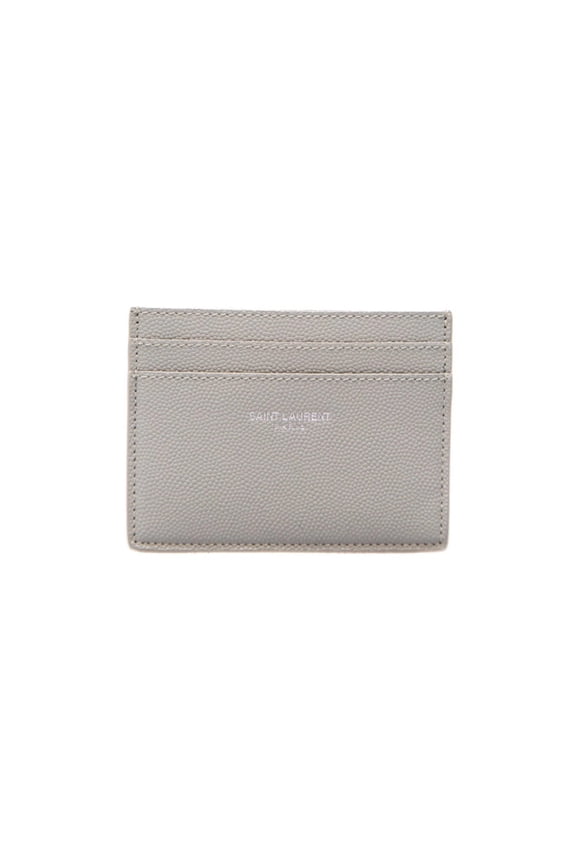 New Saint Laurent Grey Grain de Poudre Leather Credit Card Case 375946