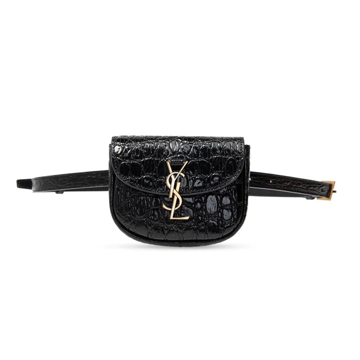 Black croc belt bag hotsell