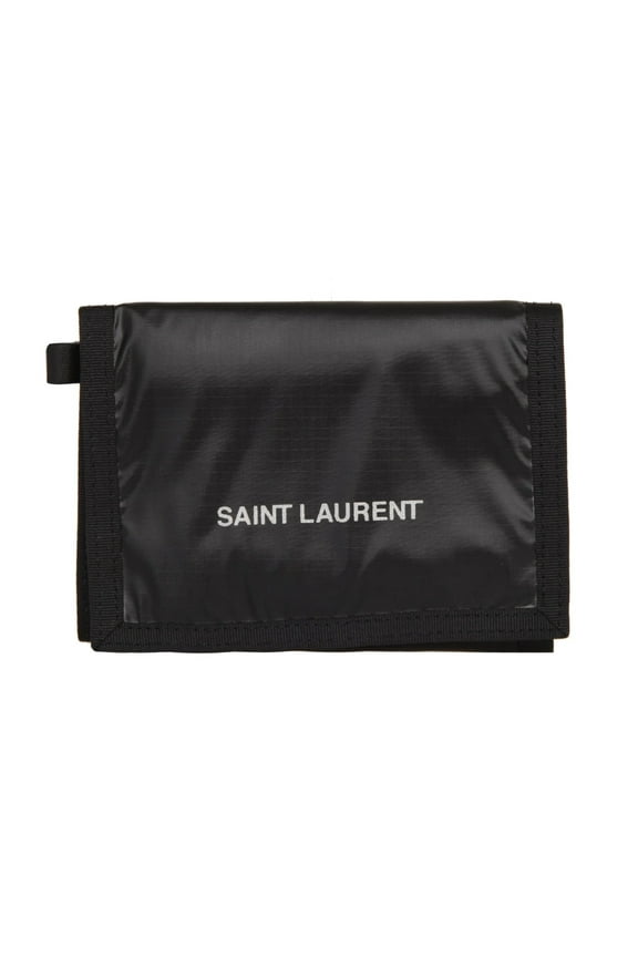 New Saint Laurent Nuxx Black Nylon Chain Trifold Wallet 584378