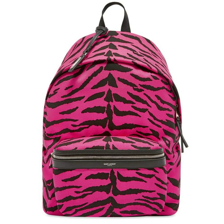 New Saint Laurent Unisex Pink Zebra City Backpack 543967