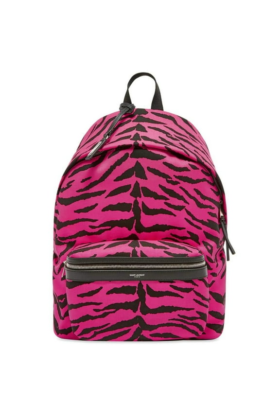 New Saint Laurent Unisex Pink Zebra City Backpack 543967