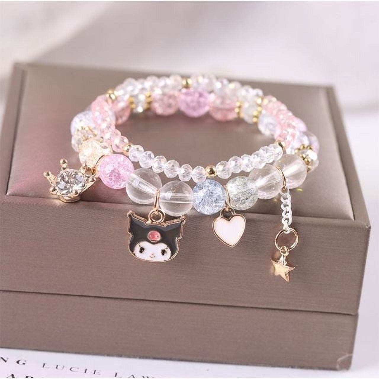 1pc Cartoon Anime Beaded Bracelet Hello Kitty Couple Cute Girl Bracelet Jewelry Gift,Temu