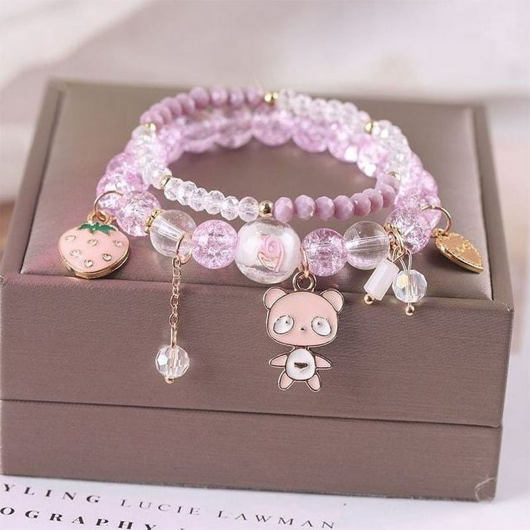 New Sanrio Bracelet Kawaii Anime Melody Kuromi Cinnamoroll Crystal Bracelet  Girl Ins Jewelry Couple Sanrio Kids Toys Gift 